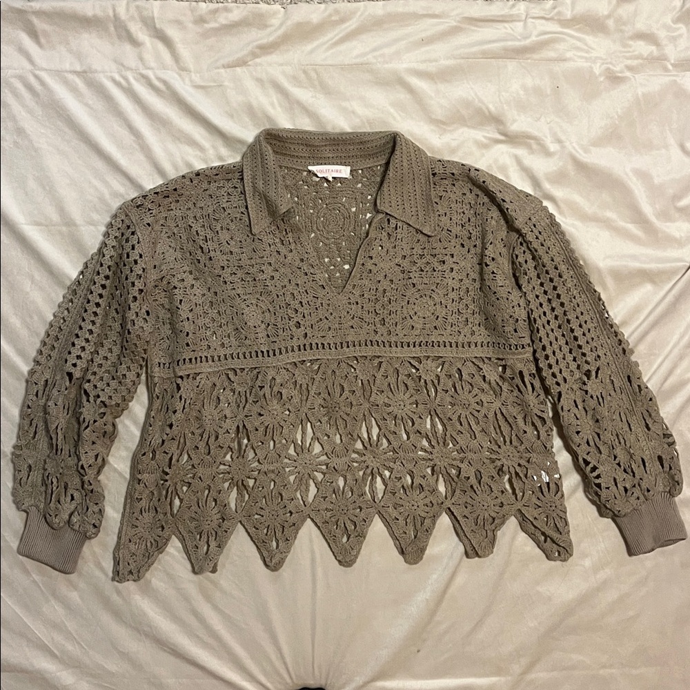 Solitaire Brown Crochet Sweater